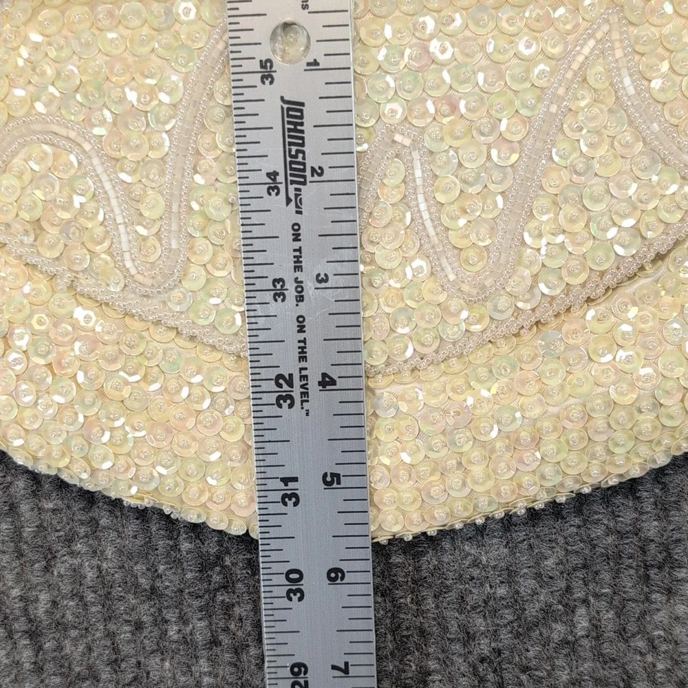 Vintage La Regale Ltd Ivory Beaded Sequin Clutch Shoulder Bag Snap Closure Lined